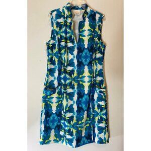 EP Pro Sleeveless Floral Dress Multicolored Blue Yellow Medium